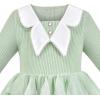 Sunny Fashion Girls Dress Beige Cream Sequin Heart Butterfly Tulle Skirt Long Sleeve(Soft Green)