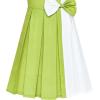 Sunny Fashion Girls Dress Color Block Contrast Bow Tie Everyday Party Size 4-14(Light Green)