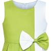 Sunny Fashion Girls Dress Color Block Contrast Bow Tie Everyday Party Size 4-14(Light Green)