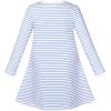 Sunny Fashion Girls Dress Colorful Daisy Flower Rainbow Long Sleeve Cotton(Blue Striped Owl)