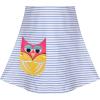 Sunny Fashion Girls Dress Colorful Daisy Flower Rainbow Long Sleeve Cotton(Blue Striped Owl)