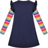 Sunny Fashion Girls Dress Colorful Daisy Flower Rainbow Long Sleeve Cotton(Rainbow Sleeve)