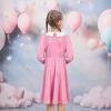 Sunny Fashion Girls Dress Glitter Golden Star White Collar Casual Warm Winter(Pink)