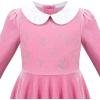 Sunny Fashion Girls Dress Glitter Golden Star White Collar Casual Warm Winter(Pink)
