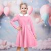 Sunny Fashion Girls Dress Glitter Golden Star White Collar Casual Warm Winter(Pink)