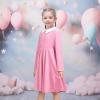 Sunny Fashion Girls Dress Glitter Golden Star White Collar Casual Warm Winter(Pink)