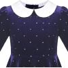 Sunny Fashion Girls Dress Glitter Golden Star White Collar Casual Warm Winter(Purple)