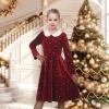 Sunny Fashion Girls Dress Glitter Golden Star White Collar Casual Warm Winter(Red Sparkle)