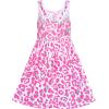 Sunny Fashion Girls Dress Pink Shinning Leopard Casual Sundress Size 4-8(Pink)