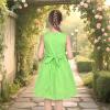 Sunny Fashion Girls Dress Red Polka Dot Pocket Floral Summer Casual Cotton(Green Tulip Pocket)