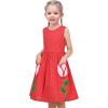 Sunny Fashion Girls Dress Red Polka Dot Pocket Floral Summer Casual Cotton(Red)