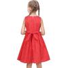 Sunny Fashion Girls Dress Red Polka Dot Pocket Floral Summer Casual Cotton(Red)