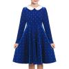 Sunny Fashion Girls Dress Glitter Golden Star White Collar Casual Warm Winter(Blue)