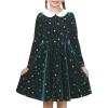 Sunny Fashion Girls Dress Glitter Golden Star White Collar Casual Warm Winter(Green)