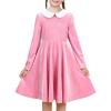 Sunny Fashion Girls Dress Glitter Golden Star White Collar Casual Warm Winter(Pink)