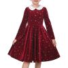 Sunny Fashion Girls Dress Glitter Golden Star White Collar Casual Warm Winter(Red Sparkle)