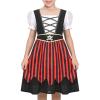 Sunny Fashion Girls German Dirndl Dress Costumes for Bavarian Oktoberfest Vintage Pink(Black Pirate)