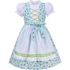 Sunny Fashion Girls German Dirndl Dress Costumes for Bavarian Oktoberfest Vintage Pink(Blue Flower)