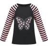 Sunny Fashion Girls Top Shirt Long Sleeve Pullover Love Heart Valentine Loose(Blue Butterfly)