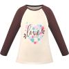 Sunny Fashion Girls Top Shirt Long Sleeve Pullover Love Heart Valentine Loose(Yellow)