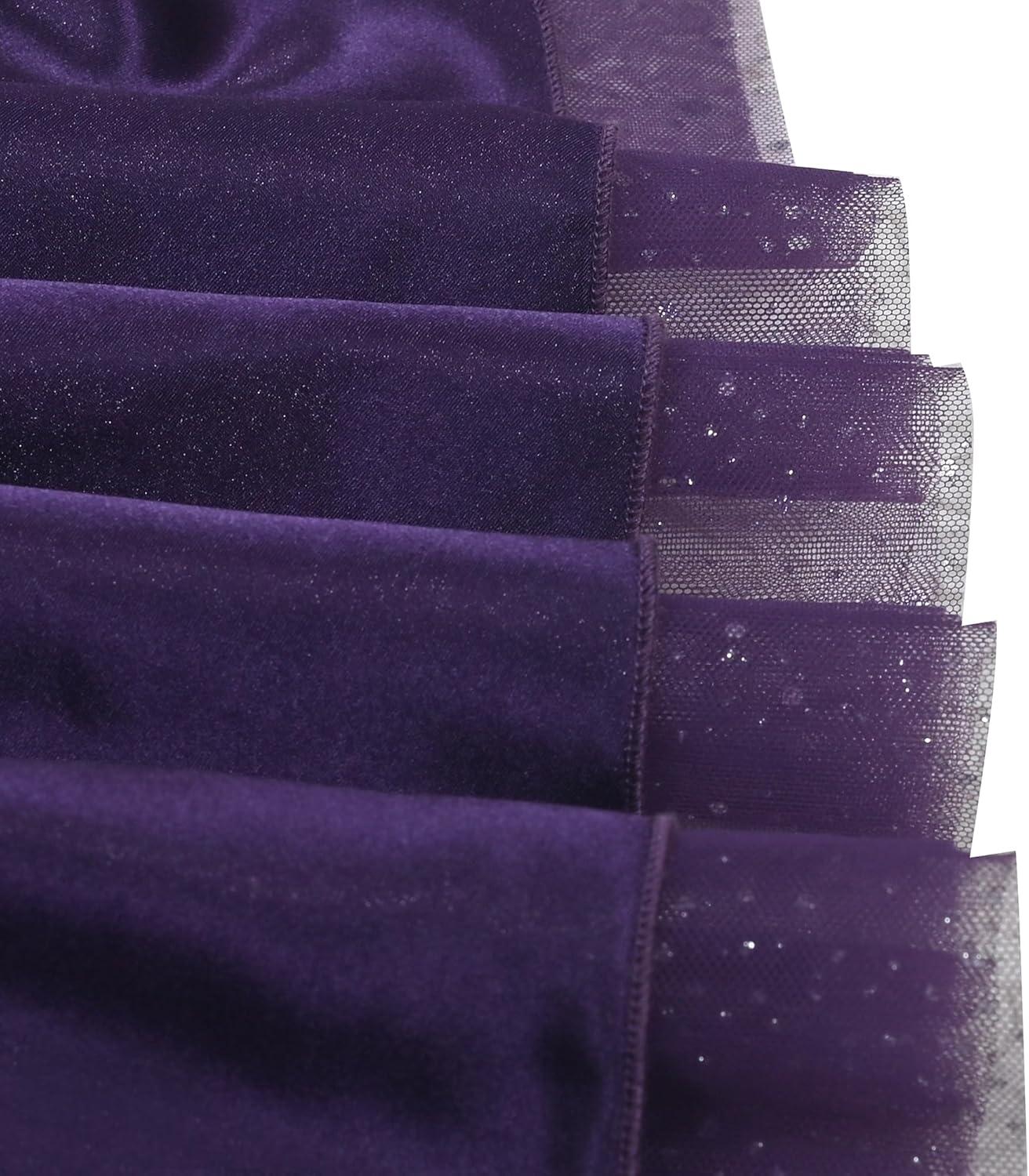 imageSunny Fashion Girls Dress Flower Lace Top Burgundy Gradient Skirt SleevelessDark Purple