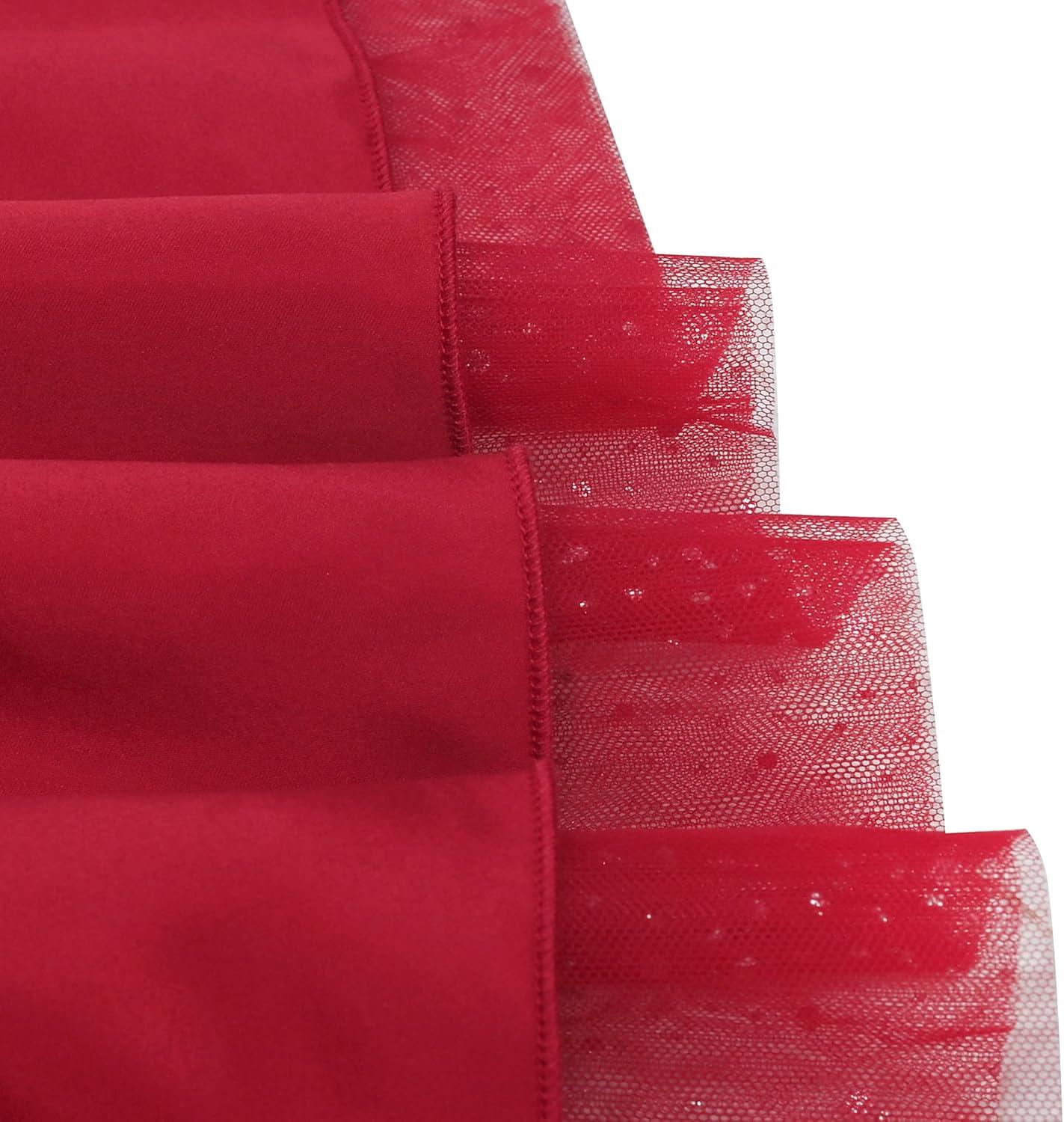 imageSunny Fashion Girls Dress Flower Lace Top Burgundy Gradient Skirt SleevelessRed Glitter