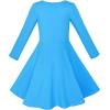 Sunny Fashion Girls Dress Cotton Blue Unicorn Sequin Long Sleeve Casual Size 6