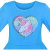Sunny Fashion Girls Dress Cotton Blue Unicorn Sequin Long Sleeve Casual Size 6