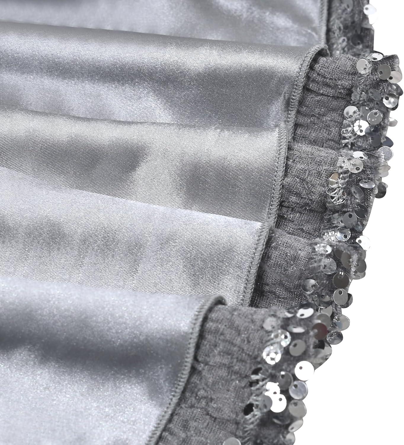 imageSunny Fashion Girls Dress Black Sequin Sheer Mesh Long Sleeve Party Elegant Ball GownDark Grey