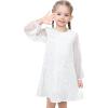 Sunny Fashion Girls Dress Black Sequin Sheer Mesh Long Sleeve Party Elegant Ball Gown(White)