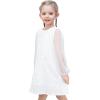 Sunny Fashion Girls Dress Black Sequin Sheer Mesh Long Sleeve Party Elegant Ball Gown(White)