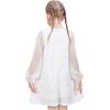 Sunny Fashion Girls Dress Black Sequin Sheer Mesh Long Sleeve Party Elegant Ball Gown(White)