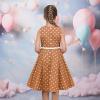 Sunny Fashion Girls Dress Brown Polka Dot Butterfly Belt Asymmetrical Playful(Brown Polka Dot)