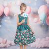 Sunny Fashion Girls Dress Green Strawberry Floral Zigzag Cute Sleeveless Casual Holiday Size 4-12(Green)