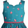 Sunny Fashion Girls Dress Green Strawberry Floral Zigzag Cute Sleeveless Casual Holiday Size 4-12(Green)