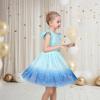 Sunny Fashion Girls Dress Pink Sequin Wedding Hi-Low Tulle Skirt Tutu Flutter Sleeve(Blue Gradient)