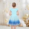 Sunny Fashion Girls Dress Pink Sequin Wedding Hi-Low Tulle Skirt Tutu Flutter Sleeve(Blue Gradient)