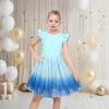Sunny Fashion Girls Dress Pink Sequin Wedding Hi-Low Tulle Skirt Tutu Flutter Sleeve(Blue Gradient)