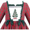 Sunny Fashion Girls Dress Red Checkered Lace Ruffle Skirt Long Sleeve Christmas(Red Plaid Tree)