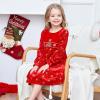 Sunny Fashion Girls Dress Red Checkered Lace Ruffle Skirt Long Sleeve Christmas(Red Velvet)