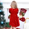 Sunny Fashion Girls Dress Red Checkered Lace Ruffle Skirt Long Sleeve Christmas(Red Velvet)