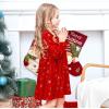 Sunny Fashion Girls Dress Red Checkered Lace Ruffle Skirt Long Sleeve Christmas(Red Velvet)