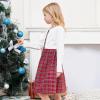 Sunny Fashion Girls Dress Red Checkered Lace Ruffle Skirt Long Sleeve Christmas(Red White Plaid)