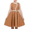 Sunny Fashion Girls Dress Brown Polka Dot Butterfly Belt Asymmetrical Playful(Brown Polka Dot)