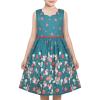 Sunny Fashion Girls Dress Green Strawberry Floral Zigzag Cute Sleeveless Casual Holiday Size 4-12(Pale Green)