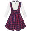 Sunny Fashion Girls Dress School White Collar Long Sleeve Striped Size 4-12(Multi-color)