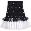 Sunny Fashion Girls Black Tee Dress Pearl Lace White Mini Tulle Casual Size 5-10(Black)