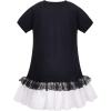 Sunny Fashion Girls Black Tee Dress Pearl Lace White Mini Tulle Casual Size 5-10(Black)