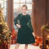 Sunny Fashion Girls Dress Glitter Golden Star White Collar Casual Warm Winter(Green Sequin)