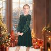 Sunny Fashion Girls Dress Glitter Golden Star White Collar Casual Warm Winter(Green Sequin)